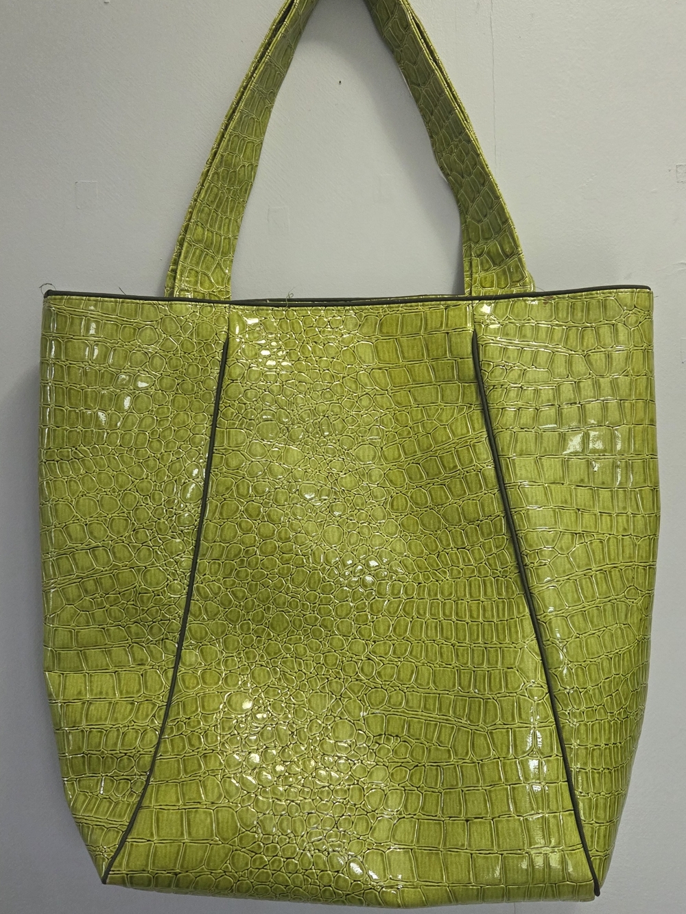 Lady Rosedale Tote Bag & Pouch Set Canadian Designer Green Croc Embossed Patent - Picture 5 of 7